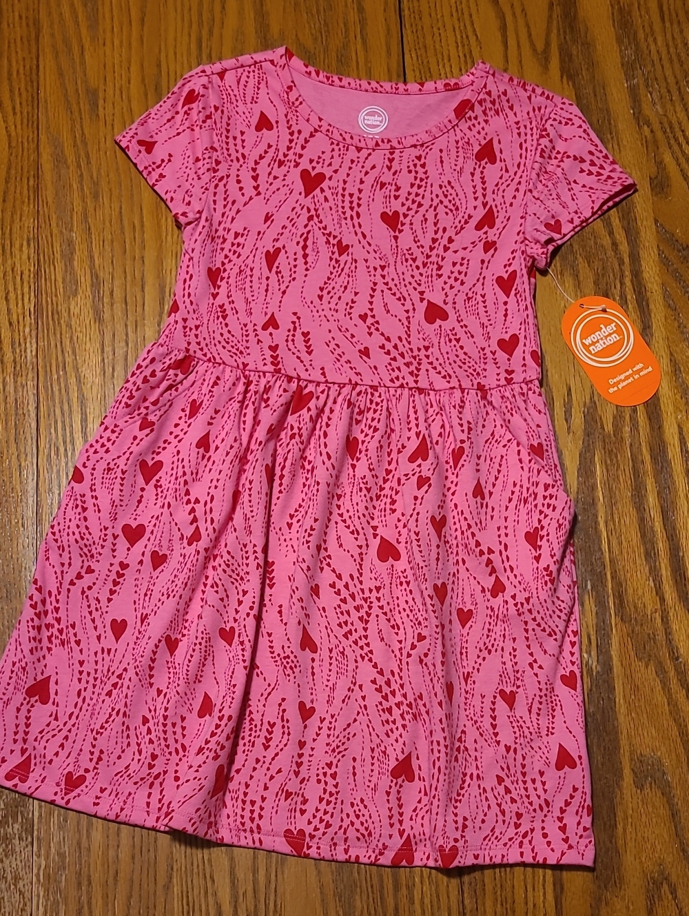 Wonder Nation NWT Pink Heart-Print Kids Dress - Small